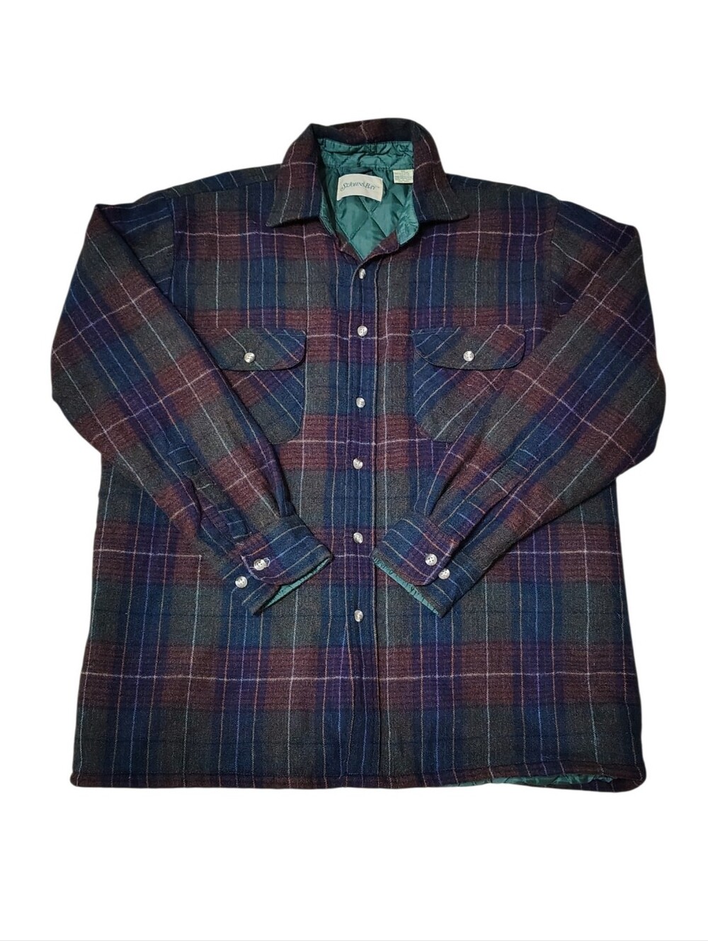 Vintage St. John's Bay Plaid Quilted Lined Shacket Work Shirt Large